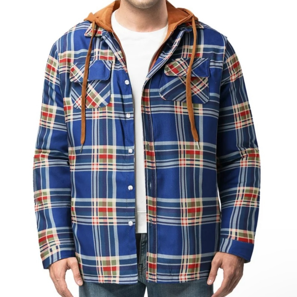 Flannel Hooded Mens Jacket